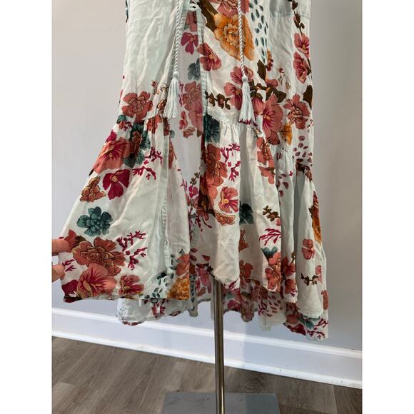 Lula Soul Monet Dress – Aqua Floral, Size XS, Button Front & Ruffle Hem *flaw - Picture 5 of 8